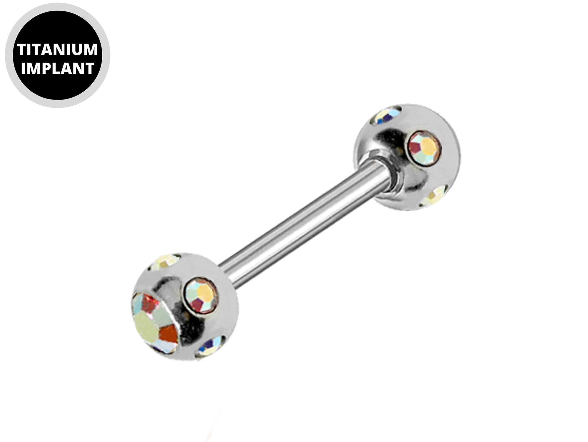 Titanium Nipple Barbell with Multi Stone Crystal, Nipple Jewelry Studs 16g 14g Nipple Piercing - Externally Threaded