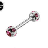 Titanium Nipple Barbell with Multi Stone Crystal, Nipple Jewelry Studs 16g 14g Nipple Piercing - Externally Threaded