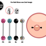 Titanium Nipple Barbell with Disco Ball Crystal, Nipple Jewelry Studs 16g 14g Nipple Piercing - Externally Threaded