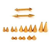 Titanium Rose Gold Spike Nipple Barbell, Nipple Jewelry Studs 16g 14g Nipple Piercing - Cone / Spike Straight Barbell Externally Threaded