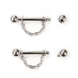 Nose Piercing, Titanium Bridge Barbell Internal / External Threaded with Piercing Chain - Bridge Chain Piercing also for Nipple Jewelry