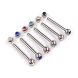 Titanium Upper Nose Bridge Piercing, Barbell Studs 14g Body Piercing Barbell with Double Gem CZ Crystals