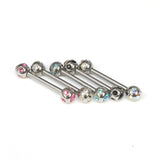 Titanium Nipple Barbell with Multi Stone Crystal, Nipple Jewelry Studs 16g 14g Nipple Piercing - Externally Threaded