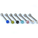 Titanium Tongue Bar, Barbell Stud Piercing with Epoxy Coating Disco Ball Crystals/ Body Piercing Also for Nose Bridge, Nipple Bar