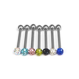 Titanium Tongue Piercing Bar, Barbell Stud with Disco Ball CZ Crystals - 18g 16g 14g Body Piercing Also for Nose Bridge, Nipple Bar