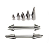 Cone / Spike Nose Bridge Barbell Piercing Studs 18g 16g 14g Titanium Straight Barbell Upper Nose Piercing - Choose Spike and Cone Size