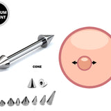 Titanium Cone / Spike Nipple Barbell, Nipple Jewelry Studs 16g 14g Nipple Piercing - Straight Barbell Externally Threaded