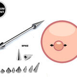 Titanium Cone / Spike Nipple Barbell, Nipple Jewelry Studs 16g 14g Nipple Piercing - Straight Barbell Externally Threaded