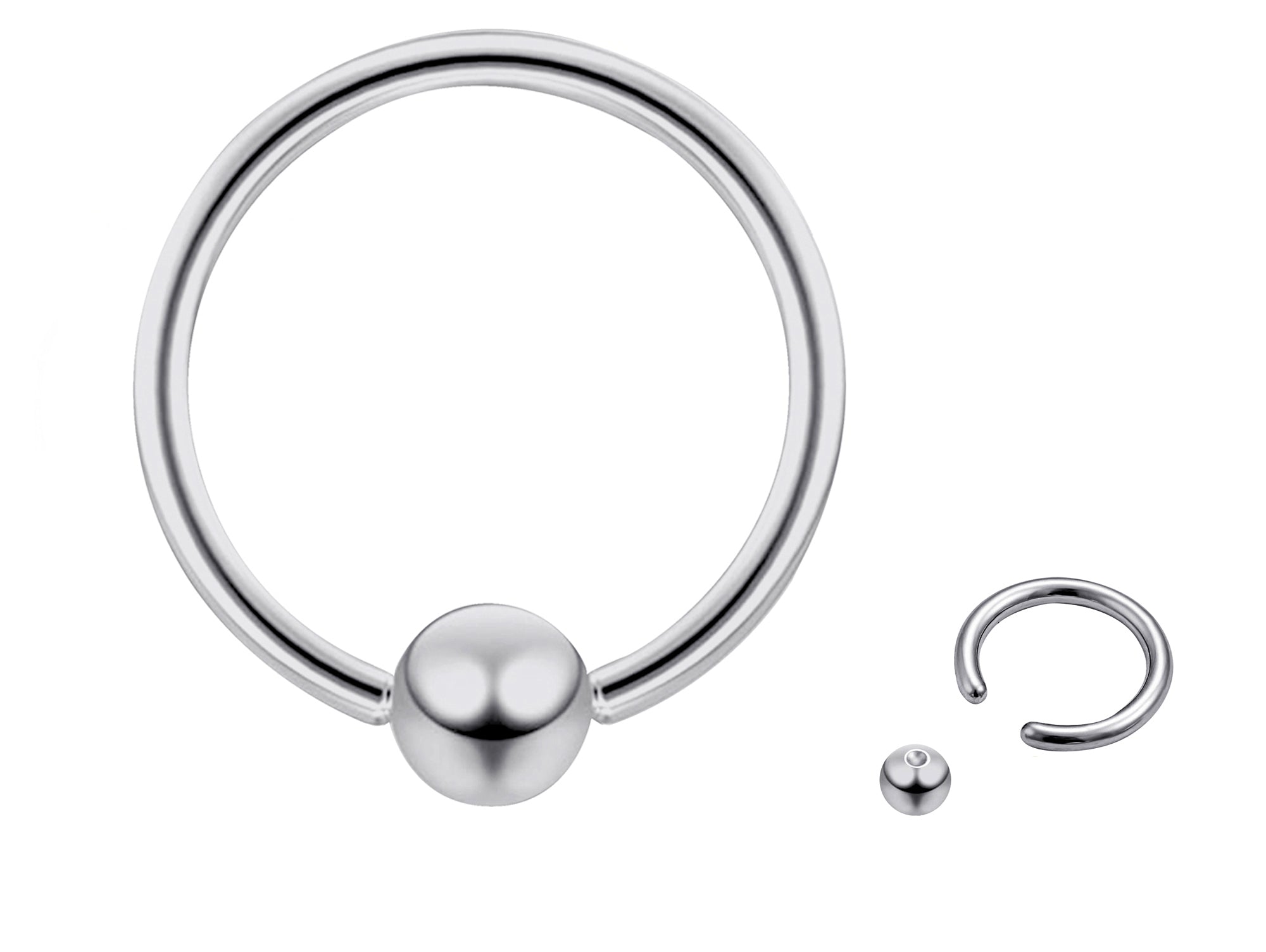 Ball Hoop Earring, CBR Closure Ball Ring with Spring Ball Ear Piercing - Titanium 12G-6G Medium - 8G to 00G Big Ear Gauge With Spring Ball