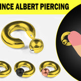 Titanium Gold Captive Ball Hoop, Prince Albert Piercing, BCR PA Rings with Custom Ball Colors 2G to 00G Nose Jewelry - 1pc each order