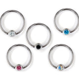 Titanium Captive Bead Hoop Nipple Piercing Jewelry with Gem Ball CZ Crystal - 18g 16g 14g Ball Hoop Nipple Ring, Nipple Shield