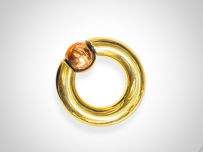 Titanium Gold Septum Piercing CBR Ball Closure Ring, Captive Bead Hoops with Custom Ball Colors 2G to 00G Nose Piercing - 1pc each order