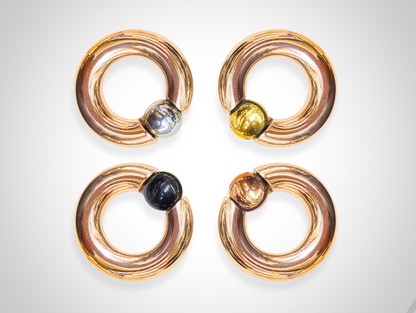 Titanium Rose Gold Prince Albert Piercing, BCR PA Rings, Captive Ball Hoop with Custom Ball Colors 2G to 00G Nose Jewelry - 1pc each order