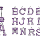 Initial Belly Button Rings - Belly Bars - Navel Piercing - Alphabet Letter A to Z  - Belly Ring -  14g (1.6mm) Length is 10mm