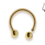 14K Solid Gold Horseshoe 16G 14G Circular Barbell CBB Nose Septum Piercing