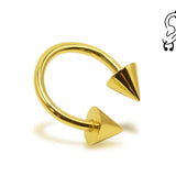 14K Solid Gold Cone/Spike Helix Cartilage Horseshoe Barbell 18G 16G Piercing for Tragus, Daith, Snug