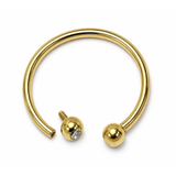 14k solid gold Horseshoe barbell with gem crystals: internally threaded 14g, 16g, 18g body jewellery