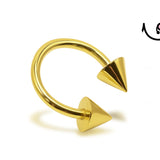 14K Solid Gold Nipple Bar Piercing with Cone/Spike - Horseshoe Barbell 16G 14G  - Nipple Rings Jewellery in Gold