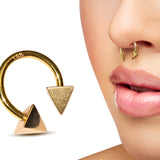 14K Gold Pyramid Cone Septum Horseshoe Barbell, Septum ring, Lip Piercing - 14G Body Jewellery Gold Nose Ring