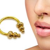 14K Gold Unique Style Septum Horseshoe Barbell, Septum ring, Lip Piercing - 14G Body Jewellery Gold Nose Ring