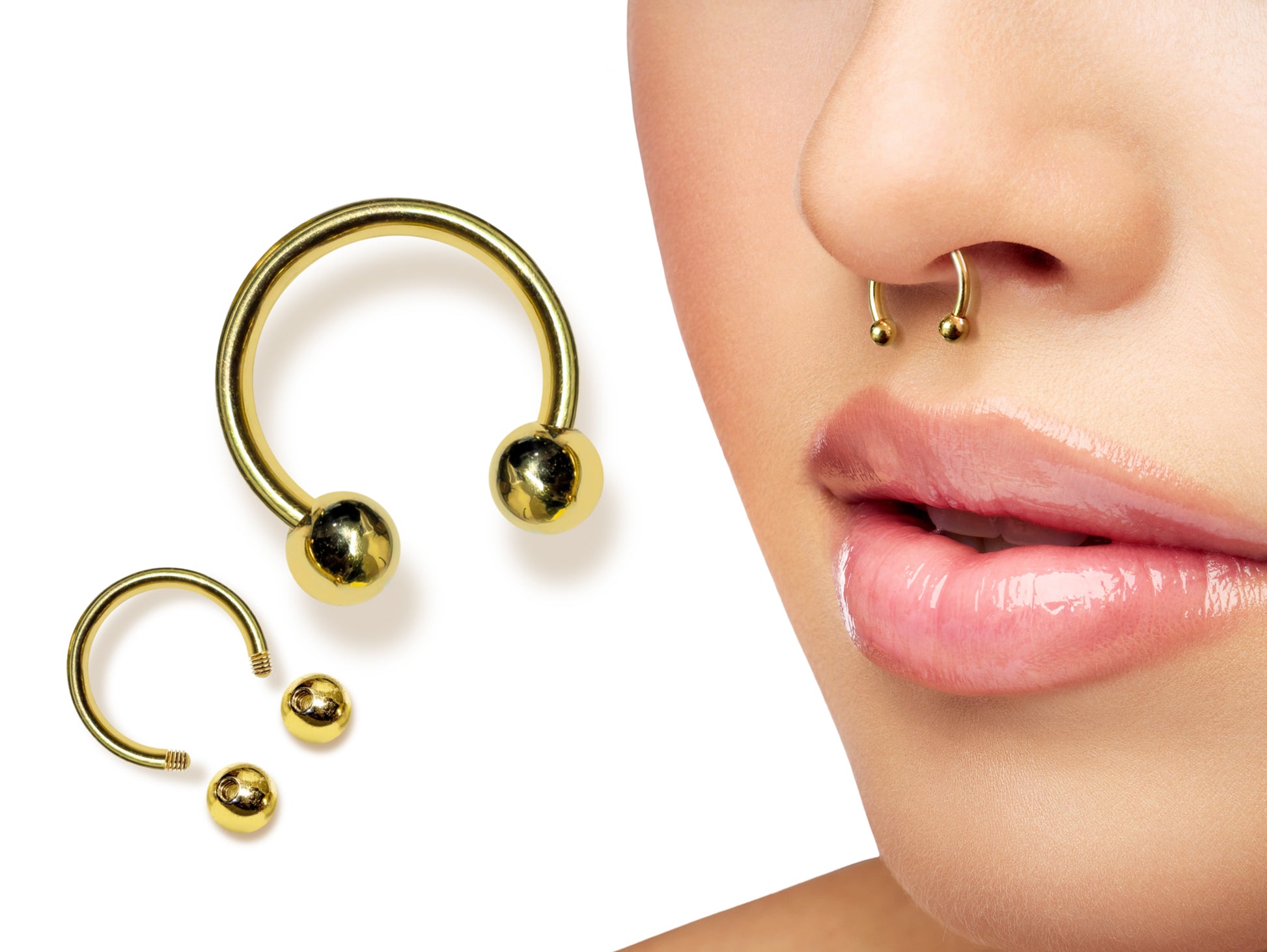 Lip Circular Barbell Earrings Nose Piercing Septum Circular 14K