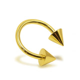 14K Solid Gold Cone/Spike Septum Nose Ring Horseshoe Barbell 18G 16G 14G Piercing