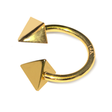 14K Gold 3 Side Pyramid Cone Septum Horseshoe Barbell, Septum ring, Lip Piercing - 14G Body Jewellery Gold Nose Ring