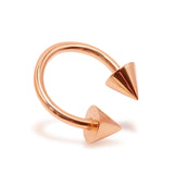 14K Solid Gold Cone/Spike Septum Nose Ring Horseshoe Barbell 18G 16G 14G Piercing
