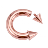 Rose Gold Spike Septum Ring: Titanium Horseshoe Barbell, 16G-00G