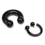 Black Titanium PA Ring, Horseshoe Prince Albert Piercing - 10g to 00g Genital Piercing Painful Pleasure Jewelry Also Piercing for Septum, Earlobe