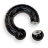 Black Titanium PA Ring, Horseshoe Prince Albert Piercing - 10g to 00g Genital Piercing Painful Pleasure Jewelry Also Piercing for Septum, Earlobe