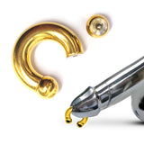 Gold Titanium PA Ring, Horseshoe Prince Albert Piercing - 10g to 00g Genital Piercing Painful Pleasure Jewelry Also Piercing for Septum, Earlobe