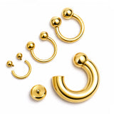 14K 4 Micron Gold - Horseshoe Circular Barbell:  Prince Albert Piercing Jewelry - Genital CBB Ring