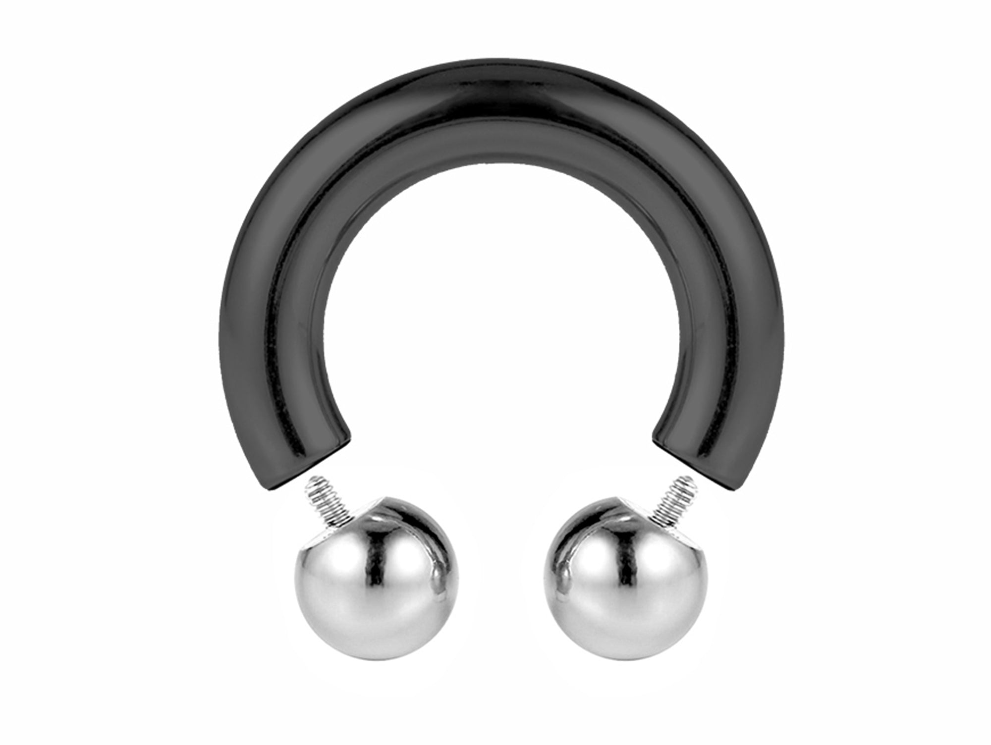 Black Prince Albert Jewelry Horseshoe PA Piercing with Custom Ball Circular Barbell