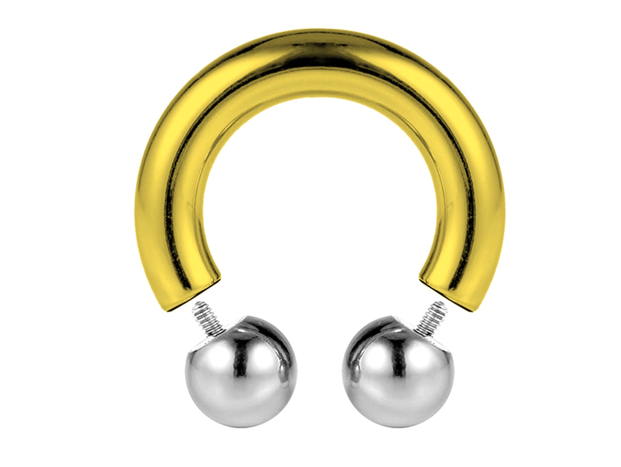 Gold Prince Albert Jewelry Horseshoe PA Piercing with Internally Threaded Custom Ball Circular Barbell