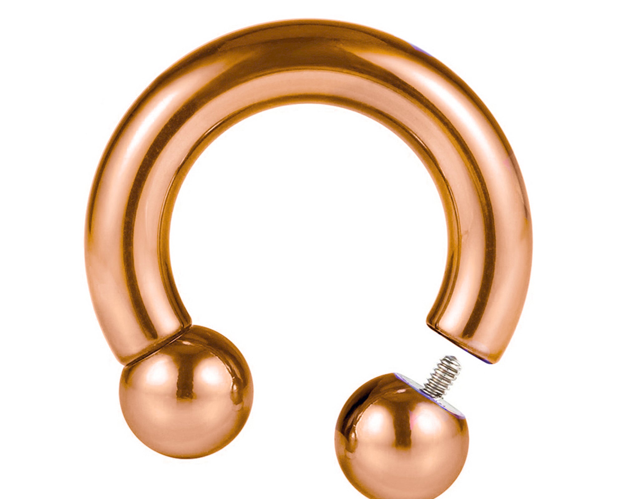 Titanium Horseshoe Ring Piercing 18g to 00g Rose Gold Septum Jewelry Bull Piercing Also for Nipple, PA Ring, Lips - Internal or External Threaded