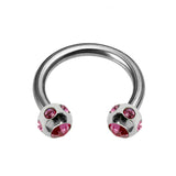 Titanium Horseshoe Ring Piercing  18g 16g 14g Septum Jewelry Bull Piercing with Multi Stone Ball Crystals Also for Nipple, PA Ring and Lips