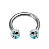 Titanium Horseshoe Ring Piercing  18g 16g 14g Septum Jewelry Bull Piercing with Multi Stone Ball Crystals Also for Nipple, PA Ring and Lips