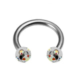 Titanium Horseshoe Ring Piercing  18g 16g 14g Septum Jewelry Bull Piercing with Multi Stone Ball Crystals Also for Nipple, PA Ring and Lips