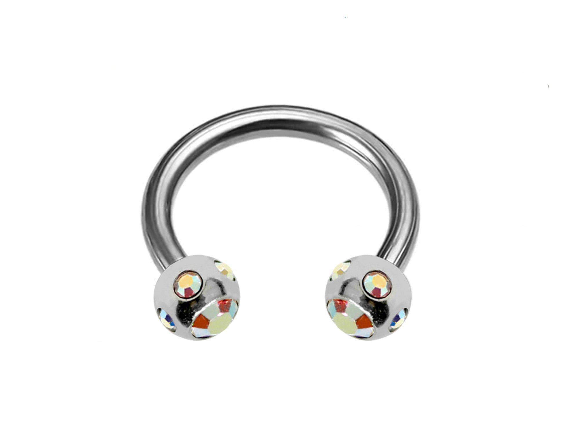 Titanium Horseshoe Ring Piercing  18g 16g 14g Septum Jewelry Bull Piercing with Multi Stone Ball Crystals Also for Nipple, PA Ring and Lips