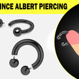 Black Titanium PA Ring, Horseshoe Prince Albert Piercing - 10g to 00g Genital Piercing Painful Pleasure Jewelry Also Piercing for Septum, Earlobe
