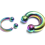 Rainbow Prince Albert Piercing, PA Ring - Circular Barbell, Horseshoe Barbell 10G to 00G Body Piercing