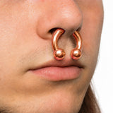 14K 4 Micron Rose Gold - Solid Silver Horseshoe Circular Barbell:  Prince Albert Piercing Jewelry - Genital CBB Ring