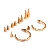 Rose Gold Spike Horseshoe Ring Piercing 18g 16g 14g Cone Titanium Septum Jewelry Bull Piercing Also for Nipple, PA Ring and Lips