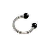 Titanium Horseshoe Ring Piercing  18g 16g 14g Septum Jewelry Bull Piercing with Disco Ball CZ Crystals - Also for Nipple, PA Ring and Lips