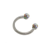 Titanium Horseshoe Ring Piercing  18g 16g 14g Septum Jewelry Bull Piercing with Disco Ball CZ Crystals - Also for Nipple, PA Ring and Lips