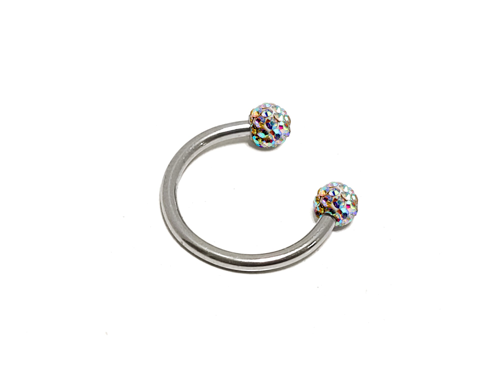 Titanium Horseshoe Ring Piercing  18g 16g 14g Septum Jewelry Bull Piercing with Disco Ball CZ Crystals - Also for Nipple, PA Ring and Lips