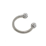 Titanium Horseshoe Ring Piercing  18g 16g 14g Septum Jewelry Bull Piercing with Disco Ball CZ Crystals - Also for Nipple, PA Ring and Lips