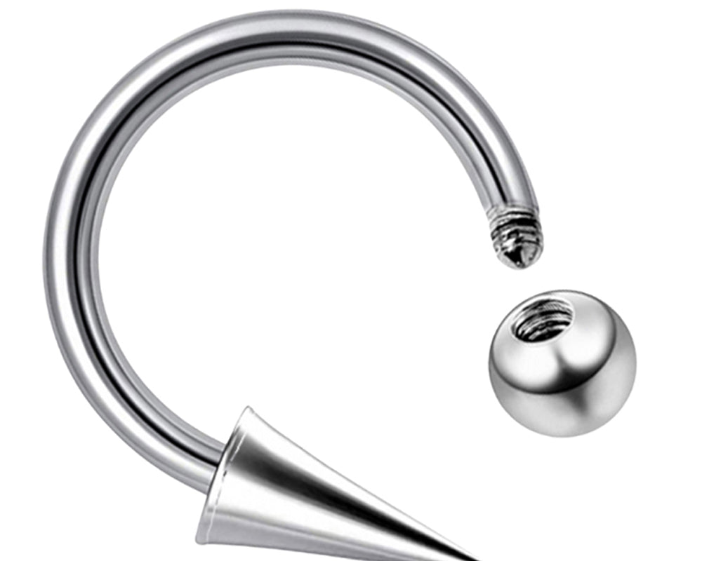 Titanium Horseshoe Lip Ring with Ball and Spike - 18g 16g 14g Lip Hugger Piercing, Canine Bites, Shark Bites, Spider Bites Lip Jewelry