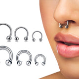 Titanium Horseshoe Ring Piercing 18g to 00g Septum Jewelry Bull Piercing Also for Nipple, PA Ring and Lips - Internal or External Threaded